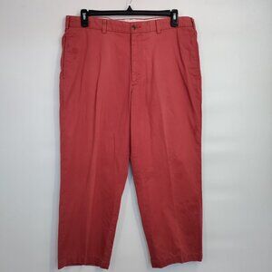 Brooks Brothers 100% Cotton Salmon Cuffed Straight Crop Chino Pants 36W Men Red